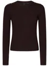 Pinko Fitted Brown Knitted Sweater In Brown