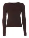 Pinko Fitted Brown Knitted Sweater In Marrón