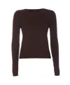 Pinko Ribbed Wool Long-sleeved Jumper In Marrone