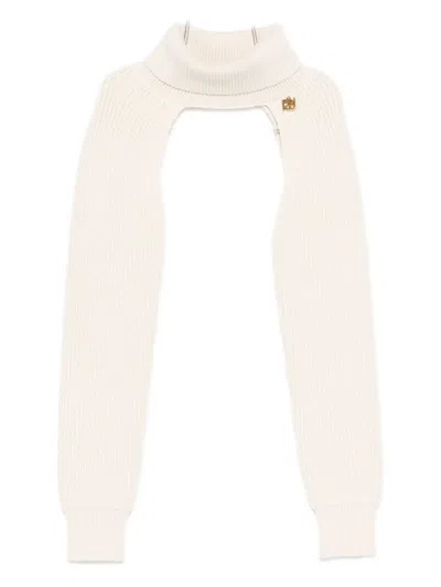 Pinko Roll-neck Ribbed Top In White