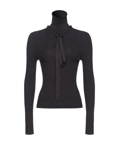 Pinko Roll-neck Silk-blend Jumper In Black