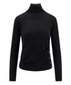 Pinko Fitted Ribbed Turtleneck Sweater With Decorative Buttons In Black
