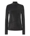 Pinko Koch Maglia Slim Fit Rhinestone Mockneck Top In Black