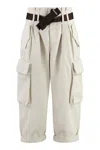 Pinko Oversize Cargo Trousers With Belt In White