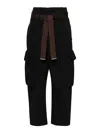 Pinko High-waist Cropped Cargo Trousers In Black