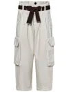 Pinko Oversize Cargo Trousers With Belt In White