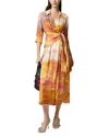 Pinko Printed Satin V-neck Dress