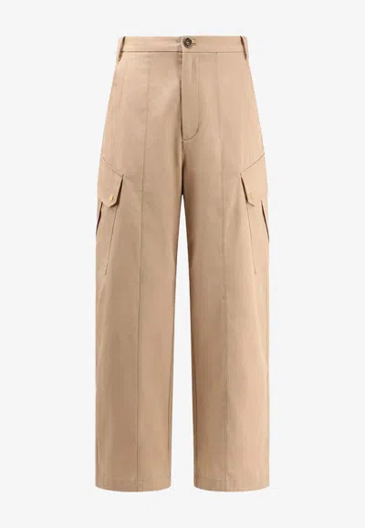 Pinko Rosalin Wide-leg Cargo Pants In Sand