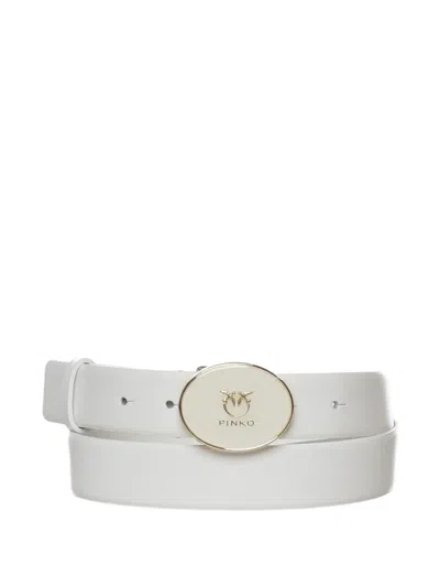 Pinko Round Buckle Belt In White
