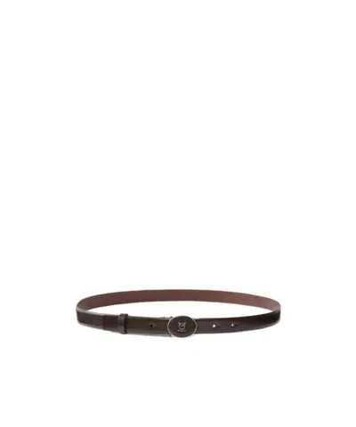 Pinko Round Enamel H2 Belt Vitello Lisciosmalto In Black