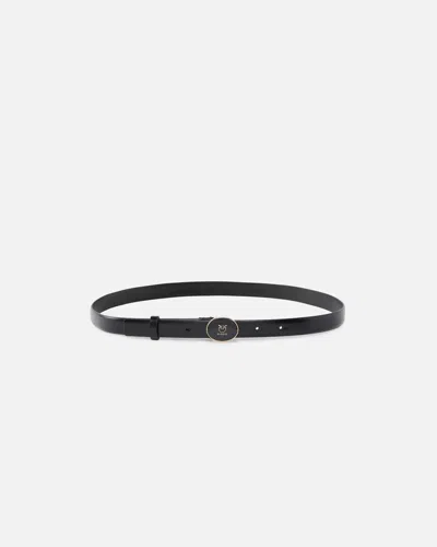 Pinko Round Enamel H2 Belt.low Calf Ss26 In Nero-light Gold (z99l)