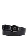 Pinko Black Belt With Logo Plaque Closure In Leather Woman In Black