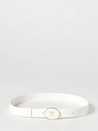 Pinko Round Enamel Leather Belt In White