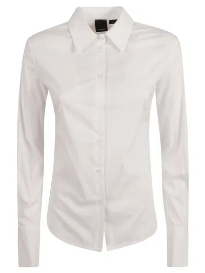 Pinko Round Hem Slim Plain Shirt In White