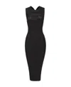 Pinko Round-neck Asymmetric Midi Dress In Black