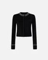Pinko Cardigan Girocollo Con Strass Nero In Black