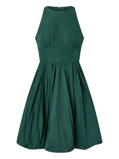 Pinko Round-neck Fit-and-flare Mini Dress In Green