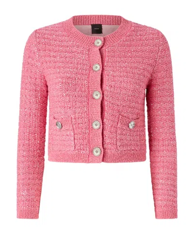 Pinko Round-neck Denim Coat In Pink