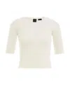 Pinko Knitted T-shirt With Sheer Logo In White