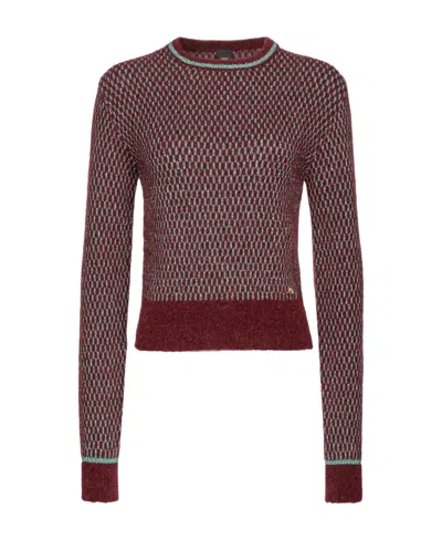 Pinko Round-neck Long-sleeved Sweater In Red
