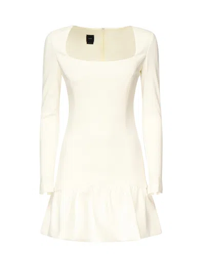 Pinko Round-neck Mini Dress In Neutral