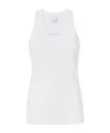 Pinko Ribbed Camisole Top With Logo In White