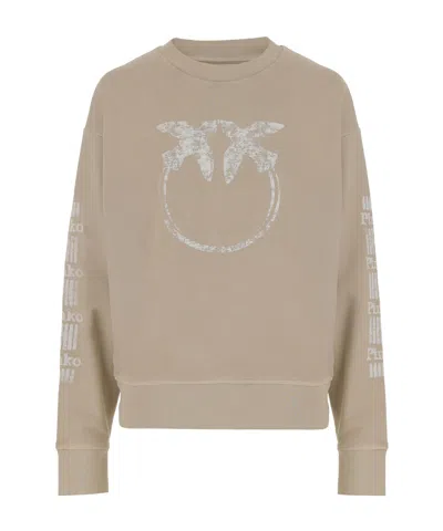 Pinko Mindelo Crewneck Sweatshirt In Neutral