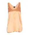 Pinko Satin Scoop Neck Sleeveless Top In Nude