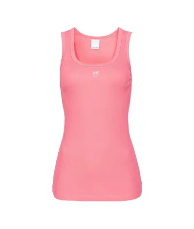 PINKO PINKO LOGO DETAILED RIBBED TANK TOP