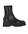 Pinko Ankle Boots With Silver Buckle And Sturdy Sole In Black
