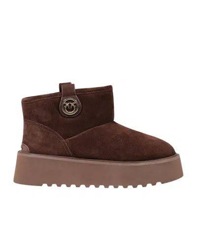 Pinko Round-toe Snow Boots In Brown