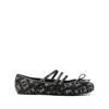 Pinko Ballerines Monogram Avec Strass Et Naud Sur La Pointe