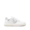 Pinko White Leather Sneakers With Metallic Accents In White