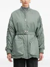 Pinko Ruched Belted Jacket In Green