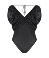 Pinko Gathered Halter Neck Bodysuit With Ruched Detailing In Black