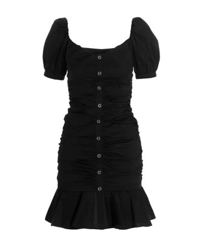 Pinko Ruched Button-up Dress In Black