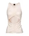 Pinko Ruched Cut-out Tank Top In White