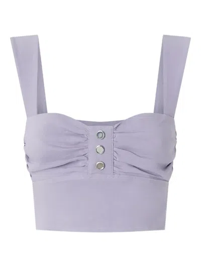 Pinko Ruched-detail Cropped Top In Purple, Chalk
