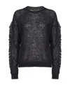 Pinko Ruched-detail Round-neck Jumper In Black