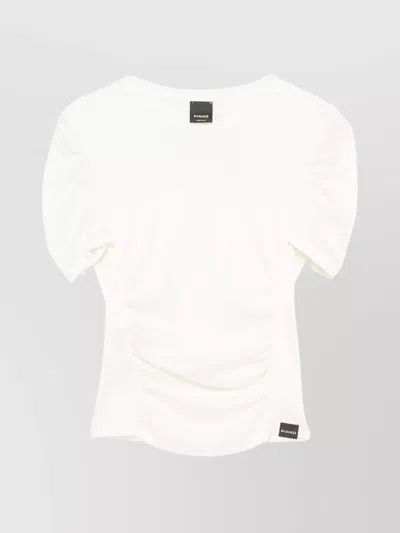 Pinko Ruched-detailing Crew Neck T-shirt In White