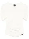 Pinko Ruched-detailing Crew Neck T-shirt In Neutrals