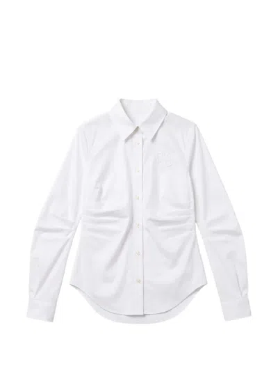 Pinko Kids' Ruched Embroidered Shirt In White