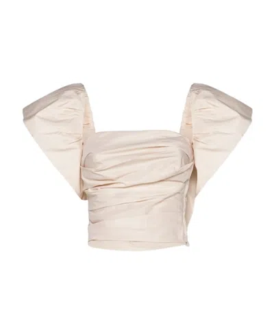 Pinko Ruched Gathered Blouse In Nude