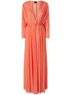 Pinko Orange Long Dress With Deep V-neck And Cut-out On The Back In Pink