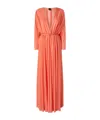 Pinko Orange Long Dress With Deep V-neck And Cut-out On The Back In Pink