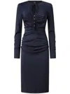 Pinko Ruched Midi Dress In Blue