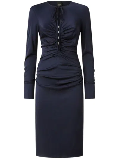 Pinko Ruched Midi Dress In Gloomy Blue