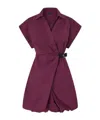 Pinko Short Shirt Dress With Crisscross In Burgundy