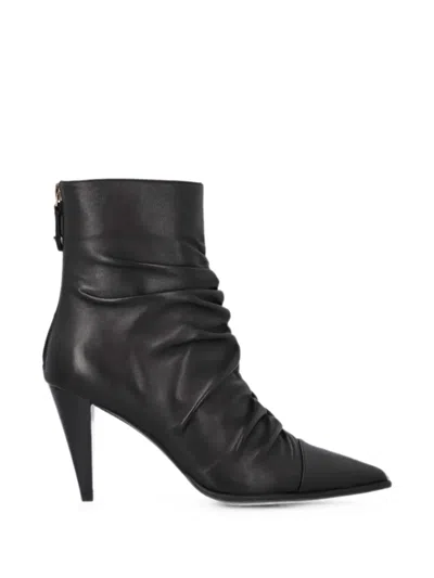 Pinko Ruched Pointed-toe Boots In Black