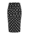 Pinko Ruched Polka Dot-print Skirt In Black